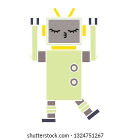 flache Retro-Cartoon eines Roboters