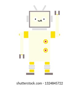 flat color retro cartoon of a robot