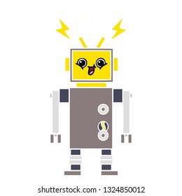 flat color retro cartoon of a robot