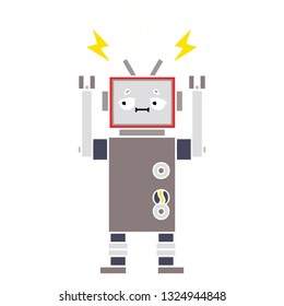 dibujo retro a color plano de un robot