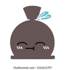 flat color retro cartoon of a sack