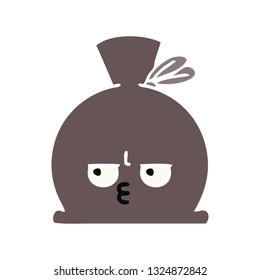 flat color retro cartoon of a sack