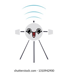 flat color retro cartoon of a satellite