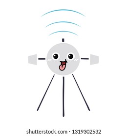 flat color retro cartoon of a satellite
