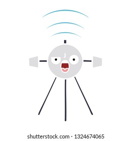 flat color retro cartoon of a satellite