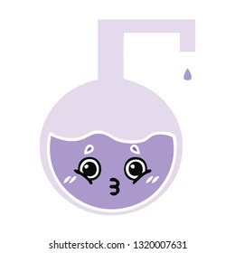 flat color retro cartoon of a science experiment 