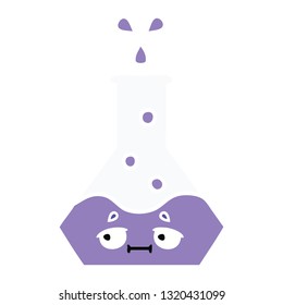 flat color retro cartoon of a science beaker
