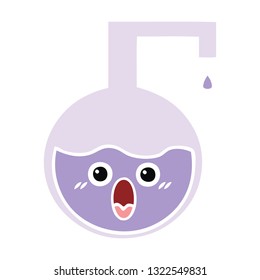 flat color retro cartoon of a science experiment 