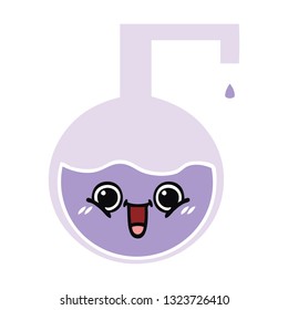 flat color retro cartoon of a science experiment 