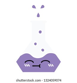 flat color retro cartoon of a science beaker