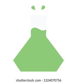 flat color retro cartoon of a science experiment