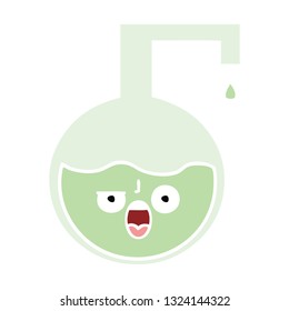 flat color retro cartoon of a science experiment 