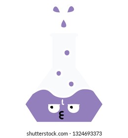 flat color retro cartoon of a science beaker
