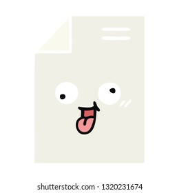 flat color retro cartoon of a sheet of paper 