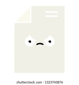 flat color retro cartoon of a sheet of paper 