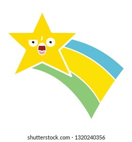 flat color retro cartoon of a shooting rainbow star