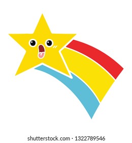 flat color retro cartoon of a shooting rainbow star