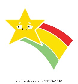 flat color retro cartoon of a shooting rainbow star