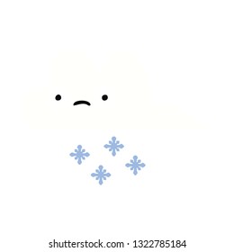flat color retro cartoon of a snow cloud