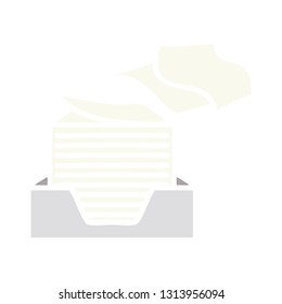 flat color retro cartoon of a stack of office papers