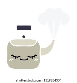dibujos retro a color plano de un hervidor de vapor