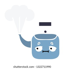 dibujos retro a color plano de un hervidor de vapor