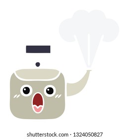flat color retro cartoon of a steaming kettle