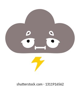 flat color retro cartoon of a storm cloud