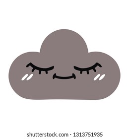 flat color retro cartoon of a storm cloud