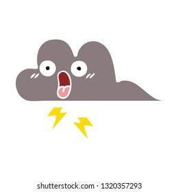 flat color retro cartoon of a storm cloud