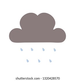 flat color retro cartoon of a storm rain cloud