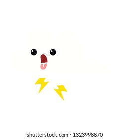 flat color retro cartoon of a storm cloud
