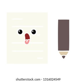 flat color retro cartoon of a test paper