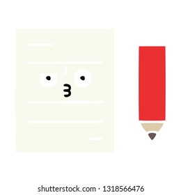 flat color retro cartoon of a test paper