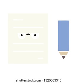 dibujo retro a color plano de un ensayo