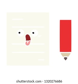 dibujo retro a color plano de un ensayo