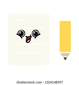 flat color retro cartoon of a test paper