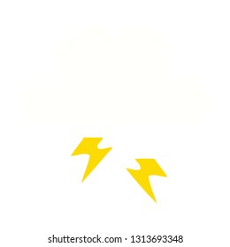 flat color retro cartoon of a thunder cloud