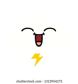 dibujo retro de color plano de una nube trueno