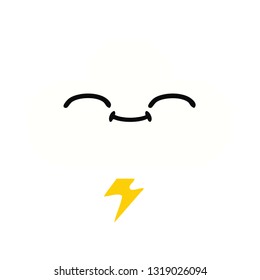 flat color retro cartoon of a thunder cloud