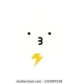flat color retro cartoon of a thunder cloud