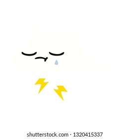 dibujo retro de color plano de una nube trueno