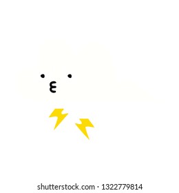 flat color retro cartoon of a thunder cloud