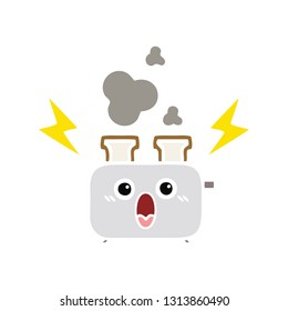 flat color retro cartoon of a of a toaster