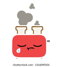flat color retro cartoon of a of a toaster