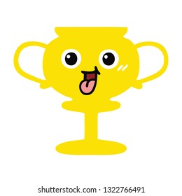 flat color retro cartoon of a trophy