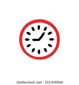 flat color retro cartoon of a wall clock