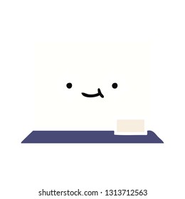 flat color retro cartoon of a white board