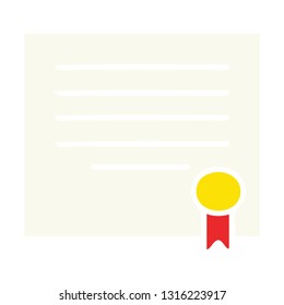 flat color retro cartoon of a work diploma 