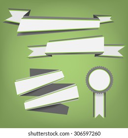 Flat color ribbons and badges
